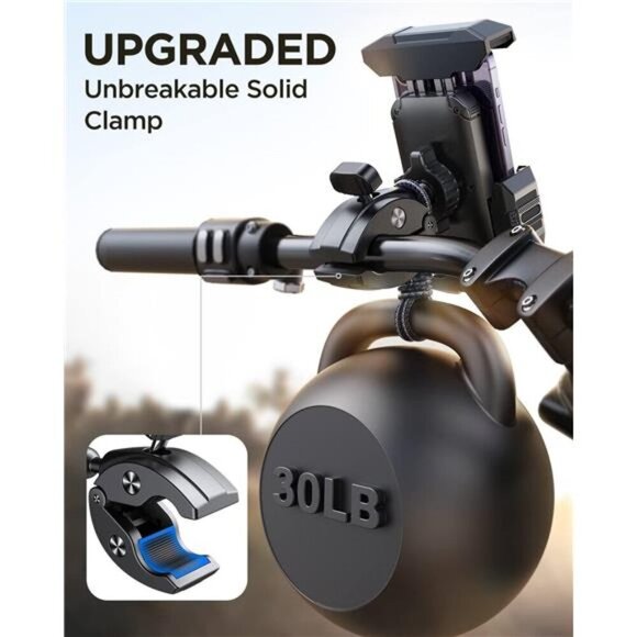 Motorcycle Phone Mount, Bike Phone Holder for Bicycle 2023 Newest Security Clamp - Picture 4 of 7